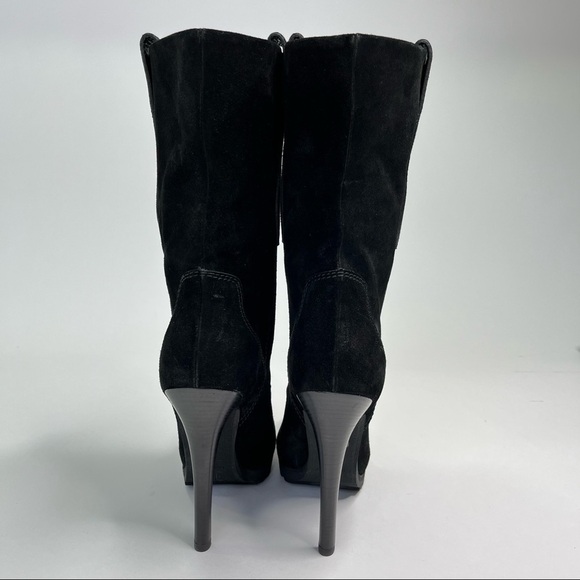 𝅺NEW Giuseppe Zanotti Black Suede Fur Lined Warm Sexy Heeled Tall Winter Boots - Picture 6 of 15